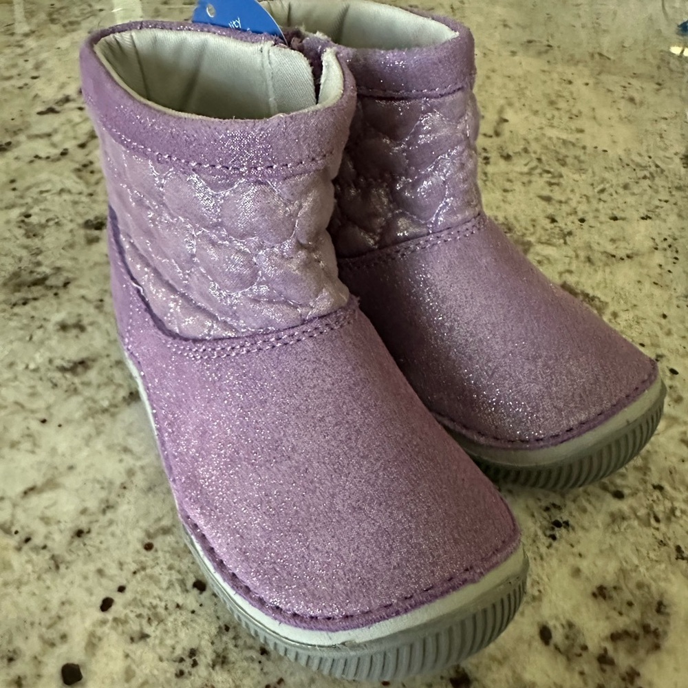 Toddler Girls size 8W stride rite purple sparkle boots